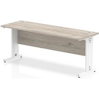 Impulse 1800x600mm Straight Desk Grey Oak Top White Cable Managed Leg