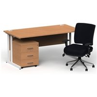 Impulse 1800mm Straight Office Desk Oak Top White Cantilever Leg with