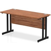 Impulse 1400 x 600mm Straight Office Desk Walnut Top Black Cantilever