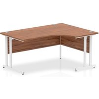 Impulse 1600mm Right Crescent Office Desk Walnut Top White Cantilever