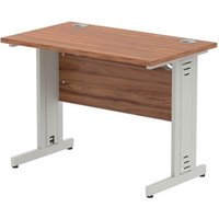 Impulse 1000 x 800mm Straight Desk Walnut Top Silver Cable Managed Leg