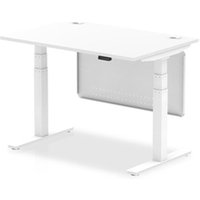 Air Modesty 1200 x 800mm Height Adjustable Office Desk White Top Cable