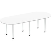 Impulse 2400mm Boardroom Table White Top Brushed Aluminium Post Leg