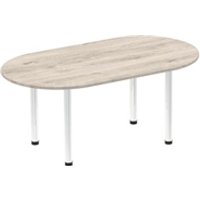 Impulse 1800mm Boardroom Table Grey Oak Top Chrome Post Leg I003722
