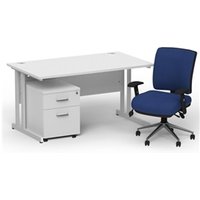 Impulse 1400mm Straight Office Desk White Top Silver Cantilever Leg