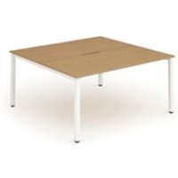 Evolve Plus 1400mm B2B 2 Person Office Bench Desk Oak Top White Frame