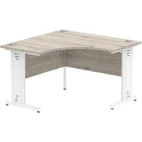 Impulse 1200mm Corner Office Desk Grey Oak Top White Cable Managed Leg