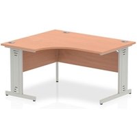 Impulse 1400mm Left Crescent Desk Beech Top Silver Cable Managed Leg