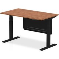Air 1400x800 Height Adjustable Desk Walnut Black Leg Modesty Panel