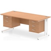 Impulse 1800x800mm Desk Oak WhiteCable Managed Leg + 2 Pedestal Bundle
