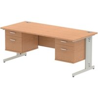 Impulse 1800 x 800mm Straight Office Desk Oak Top Silver Cable Managed