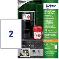 Avery Ultra Resistant Labels 148 x 210mm Permanent 2 Labels Per Sheet (100 Labels Per Pack) B3655-50 - Ultra Resistant Labels - Permanent Adhesive Labels