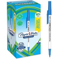 Paper Mate Kilometrico Ballpoint Pen Medium Point 1.0mm Tip Blue 80% Recycled Plastic (Pack 50)