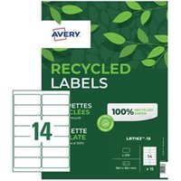 Avery Laser Recycled Address Label 99.1x38.1mm 14 Per A4 Sheet White (Pack 210 Labels) LR7163-15 - Address Labels - Mailing Labels
