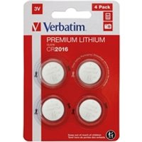 Verbatim (49531) CR2016 Battery Lithium 3V 4 Pack - Coin Cell Batteries - Lithium Batteries