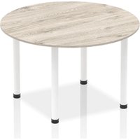 Impulse 1200mm Round Table Grey Oak Top White Post Leg I003788