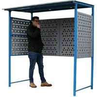 Smoking Shelter; Punched Steel Sides & Back Panel; Blue
