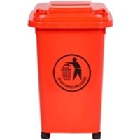 Wheelie Bin; 30L; 30% Recycled Polyethylene; Red/Orange