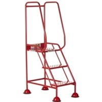 Domed Feet Step - 3 Tread - Punched - Red