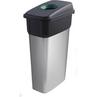 Slim Bin cw Sticker; Hole Lid; 55L; Silver Body; BlackGreen Lid; Metal
