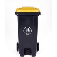 Pedal Wheeled Bin; 120L; Polypropylene; Dark Grey/Yellow Lid