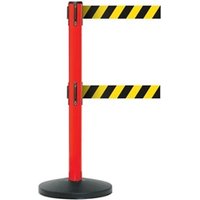 Obex Safety Belt Barrier; 3400 mm; Red Post; Black/Yellow Chevron