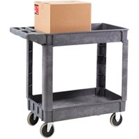 Service Trolley; 2 Deep Trays; Castors; Heavy Duty Plastic; 225kg Grey
