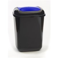 Push Spring Lid Bin cw Sticker; 28L; Dark Grey Body; Blue Lid; Plastic