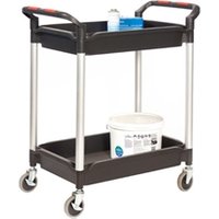 Proplaz Plus Trolley; 2 Deep Trays; Swivel Castors; 150kg Black/Silver