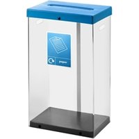 Clear Recycling Bin c/w Sticker 80L; Clear Body; Blue Lid; Plastic