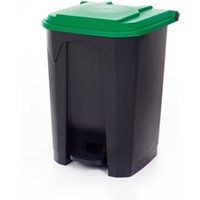 Pedal Bin; 50L; Polypropylene; Grey Body & Green Lid