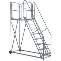 Work Platform - Stand. Incline - 1200mm Platform - 9 Tread - Grey