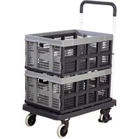 Foldaway Platform Trolley with 2 Folding Box PlasticAluminium 120kg