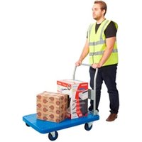 Proplaz Blue Large Platform Trolley; Fixed/Swivel Castors; Blue/Grey