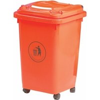 Wheelie Bin; 50L; 30% Recycled Polyethylene; Red/Orange