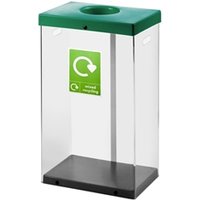 Clear Recycling Bin cw Sticker 60L; Clear Body; Dark Grey Lid; Plastic