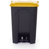 Pedal Bin; 80L; Polypropylene; Grey Body & Yellow Lid
