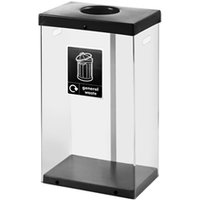 Clear Recycling Bin c/w Sticker 80L; Clear Body; Black Lid; Plastic