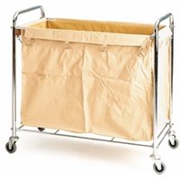 Folding Laundry Trolley; Rectangular Model Swivel Castors Silver/Creme
