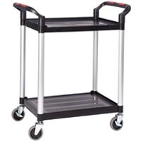 Proplaz2 Shelf Trolley; Swivel (x2 Braked) Castors; 150kg Black/Silver