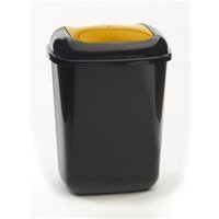 Push Spring Lid Bin c/w Sticker; 45L Dark Grey Body Orange Lid Plastic