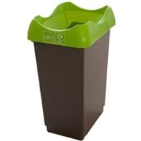 Recycling Bin w Sticker Open Hole 50L Grey Body Lime Green Lid Plastic