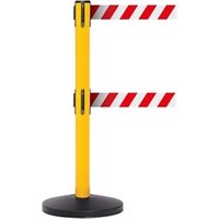 Obex Safety Belt Barrier; 3400 mm; Yellow Post; Red/White Chevron