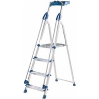 Professional Folding Step with Tool Tray; 3 Tread; 150kg; Silver/Blue