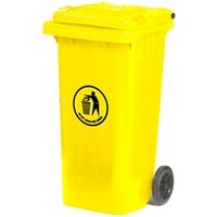 Wheelie Bin; 120L; 100% Virgin Polyethylene; Yellow