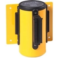 Obex Wall Mounted Belt Barrier; 3900 mm; Yellow + Black/Yellow Chevron