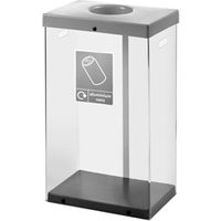 Clear Recycling Bin c/w Sticker 60L; Clear Body; Grey Lid; Plastic