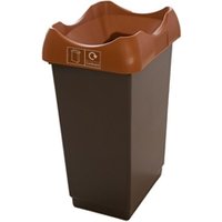 Recycling Bin c/w Sticker; Open Hole; 50L Grey Body Brown Lid Plastic