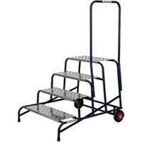 Wide Work Steps - 250mm Platform - 4 Tread - 1 Handrail - with Wheels