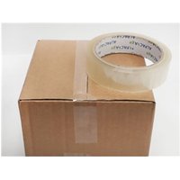 BOX of 144 Rolls Clear BOPP Stationery Tape 25mm 66m 35mu TCB256635 - 24 Packs of 6 Per Box
